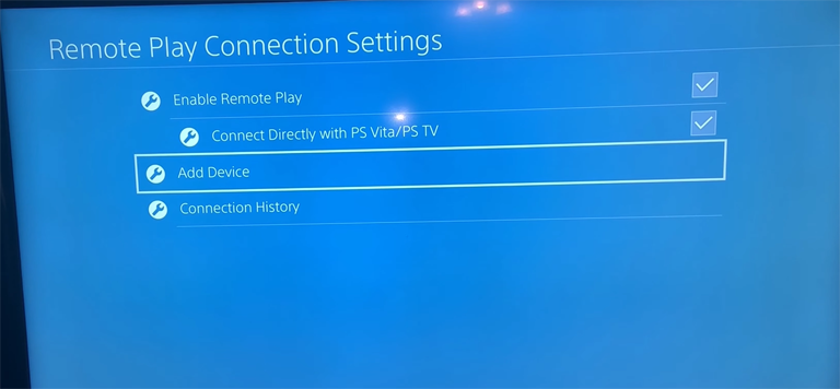 Add Device Remote Play Connection Settings