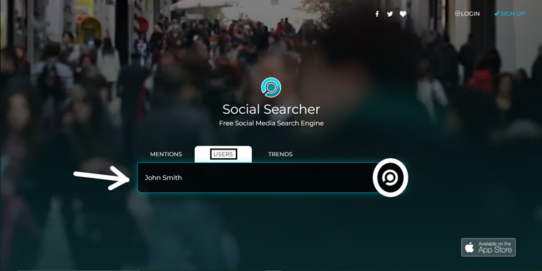 Finding People Through Social Searcher Search Box