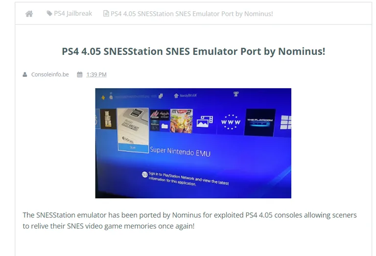 PS4 SNES Station Emulator PS4 SNES Station Emulator