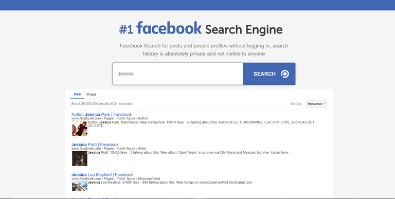 Result List Of Facebook Search Engine
