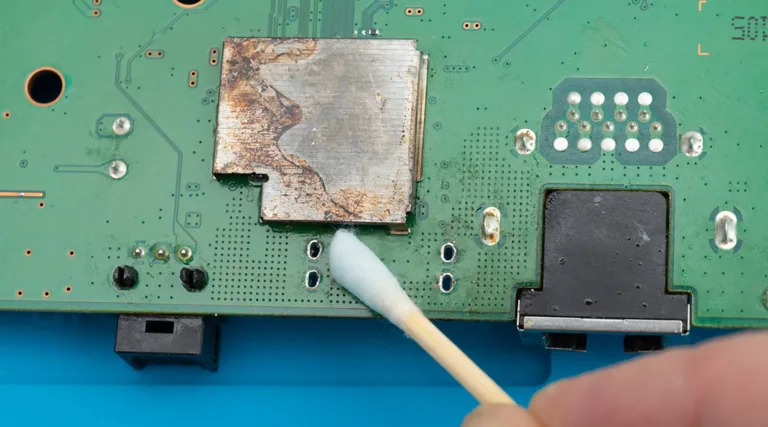Use A Cotton Swab To Clean The PCB