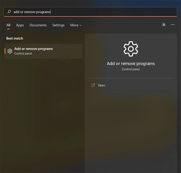 Add or Remove Programs