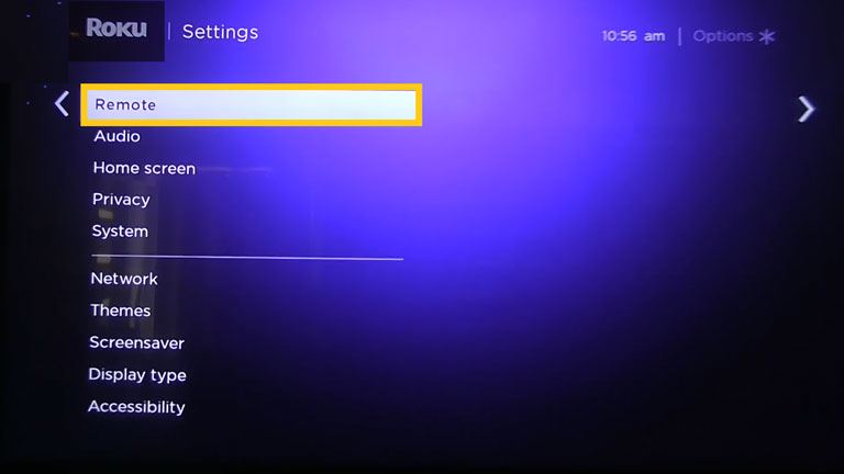 Select Remote Option In The Roku Settings