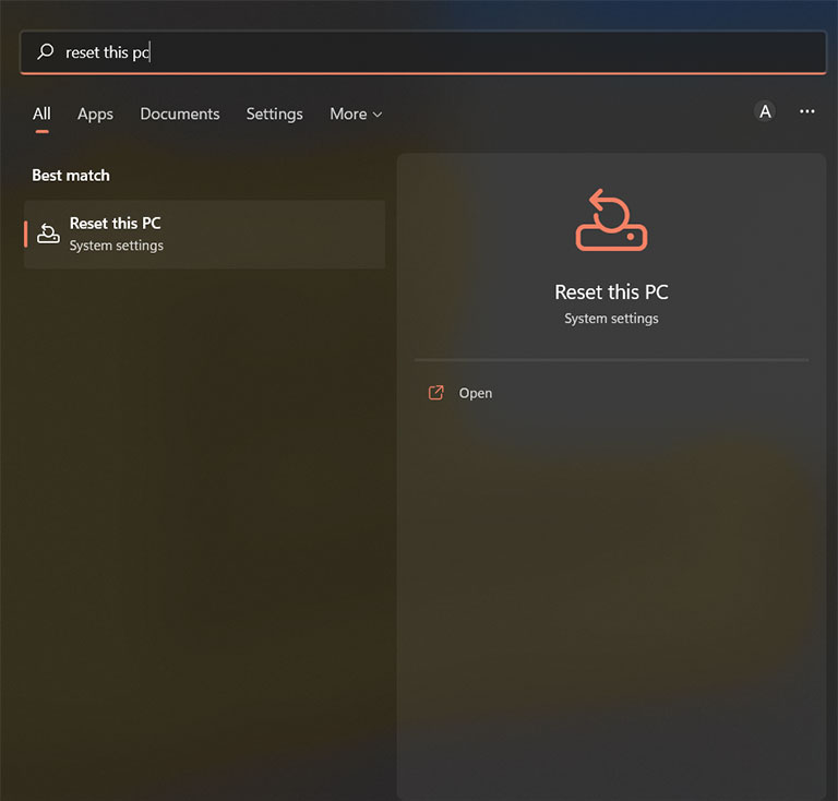 Open Reset This Pc