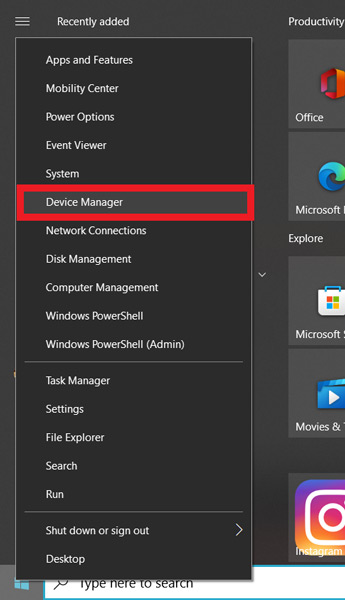 Open The Device Manager
