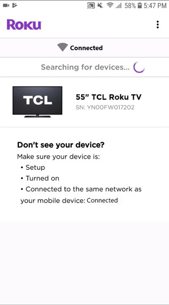 Wireless Pairing Of Roku Tv And Roku App Using Wifi Connection