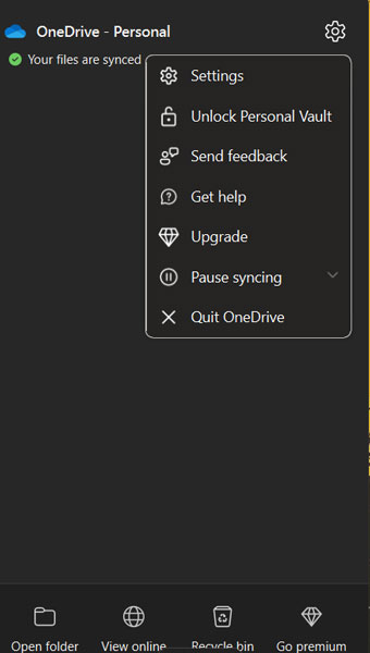 Right Click On Onedrive Icon