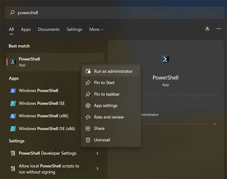 Run PowerShell