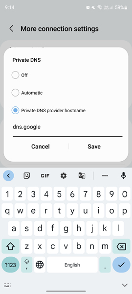 Private Dns - Samsung Phone