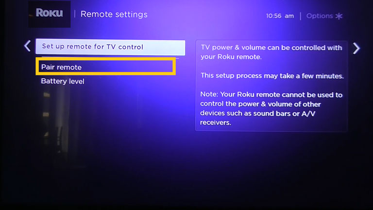 Select Pair Remote Option Demarcated By A Yellow Rectangle