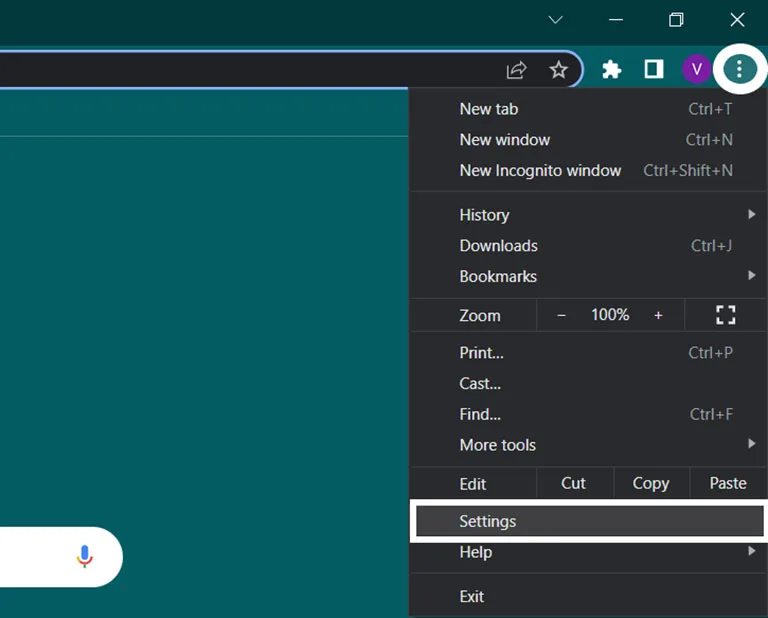 Click on the Three Vertical Dots and Open the Chrome Settings