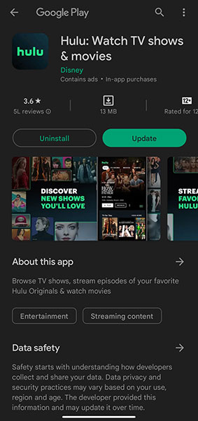 Uninstall The Hulu App
