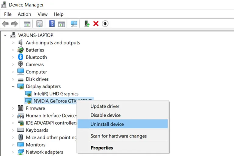 Uninstall your Graphics Card Uninstall your Graphics Card