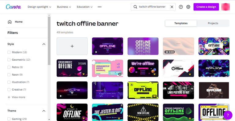 Canva Twitch Offline Banner Templates