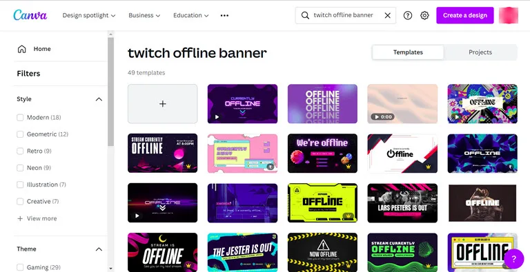 canva twitch offline banner templates