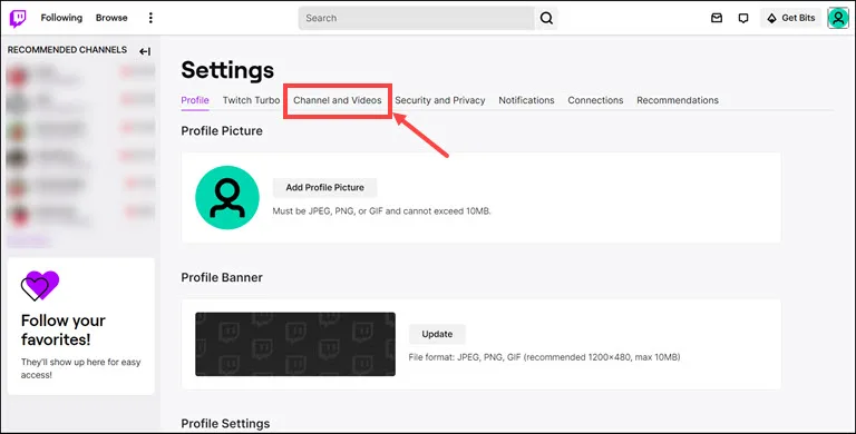 channel and videos settings
