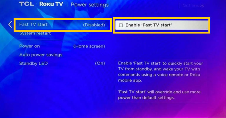 Enable Fast Tv Start