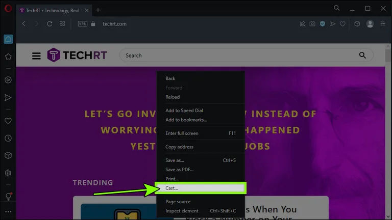 Right-click and Select Cast