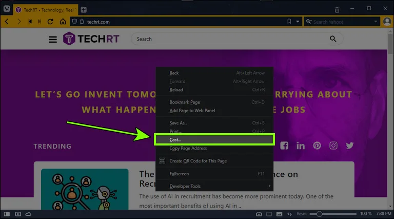 Right-click and Select Cast