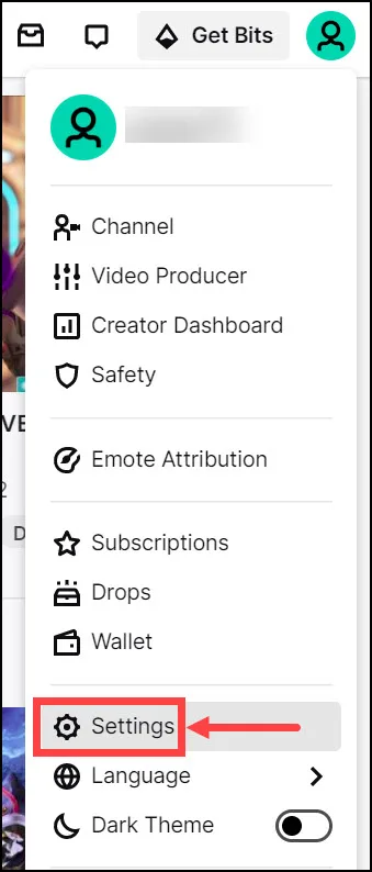 twitch settings menu