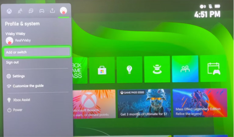 Xbox Add Or Switch Profile