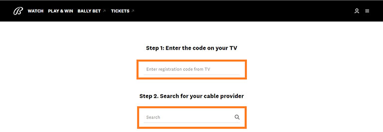Enter Code And Search Cable Provider On Bally Sports