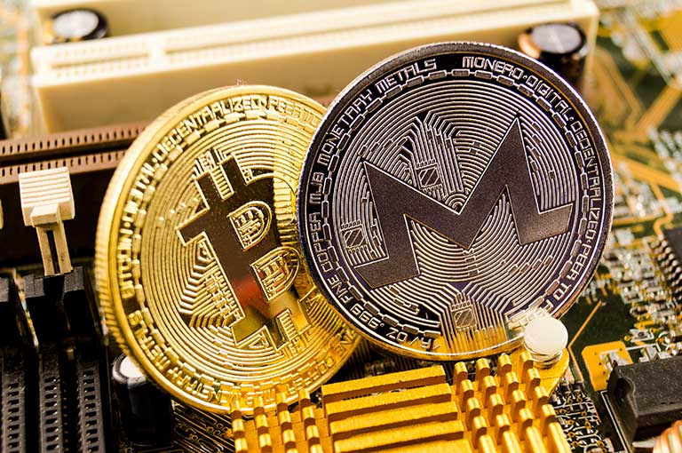 Bitcoin And Monero Coins