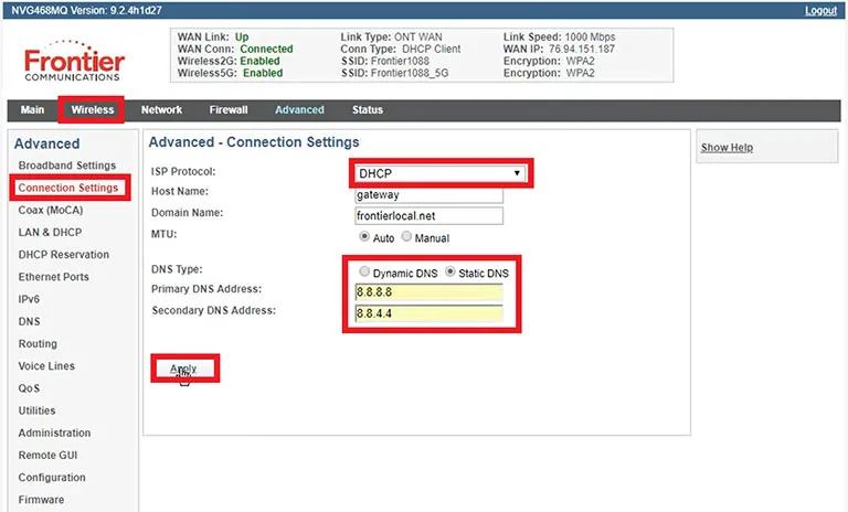 Change the ISP Protocol to DHCP Change the ISP Protocol to DHCP