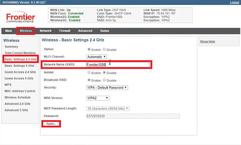 Change The Ssid Name Of 2.4Ghz