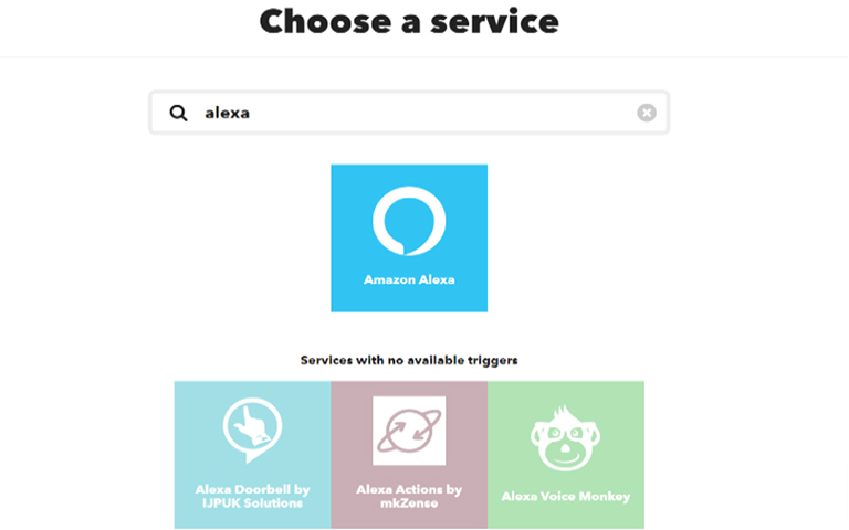Choose A Service - Alexa