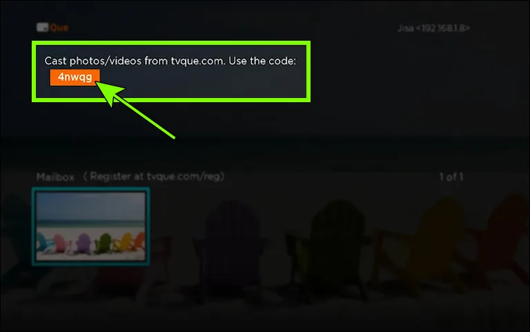 Code from the TVQue app on Roku TV