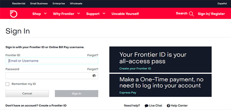 Log Into Your Frontier Account