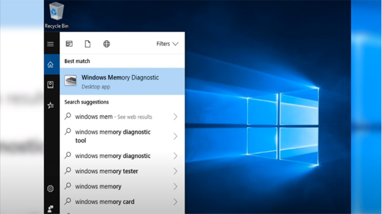 Search Windows Memory Diagnostic