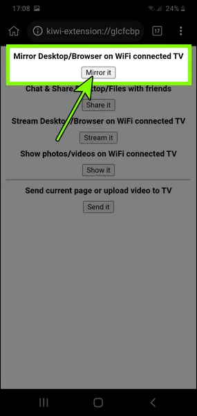 Mirror Desktop/Browser on WiFi Connected TV