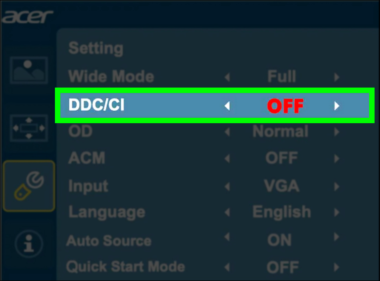 Turn Off Ddc/Ci Option