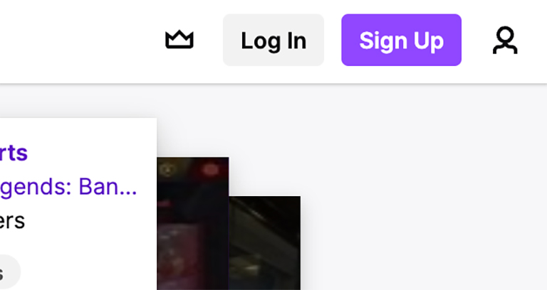 Twitch Log In And Sign Up Buttons