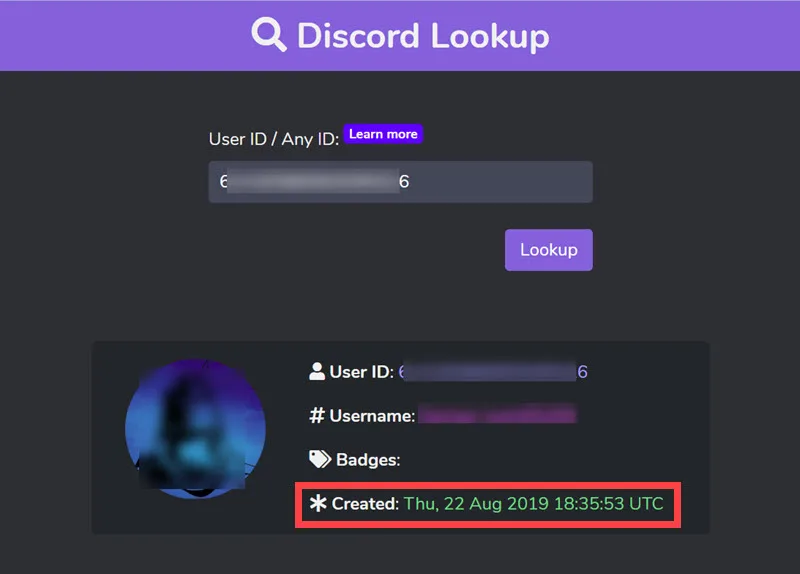 Discord Lookup Results Discord Lookup Results