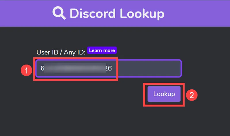 enter id in discord lookup