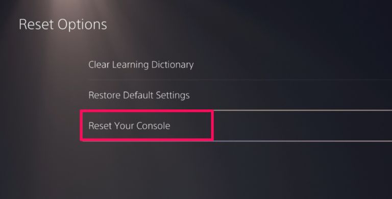 Reset Your Console
