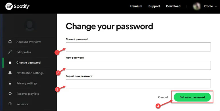 set new password