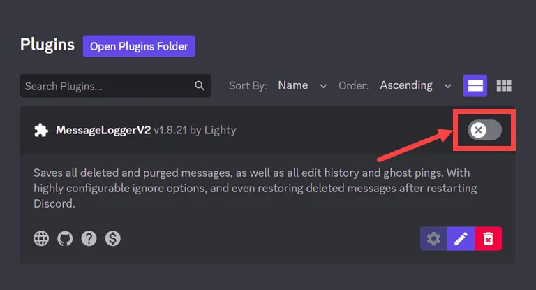 toggle to enable the message logger