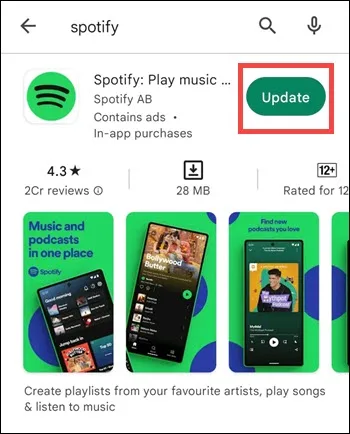 update Spotify on android