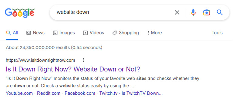 Website Down Google Search