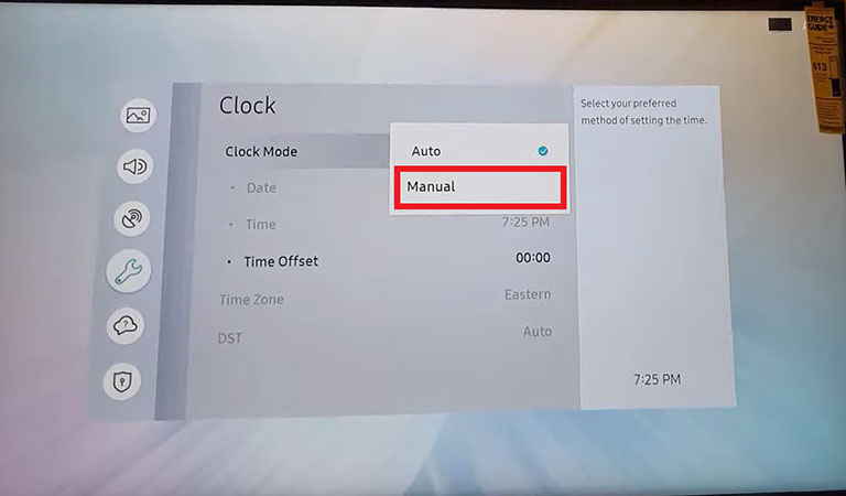 Change The Clock Settings To Manual