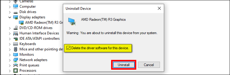 Check The Delete The Driver Software For This Device Option Then Click Uninstall