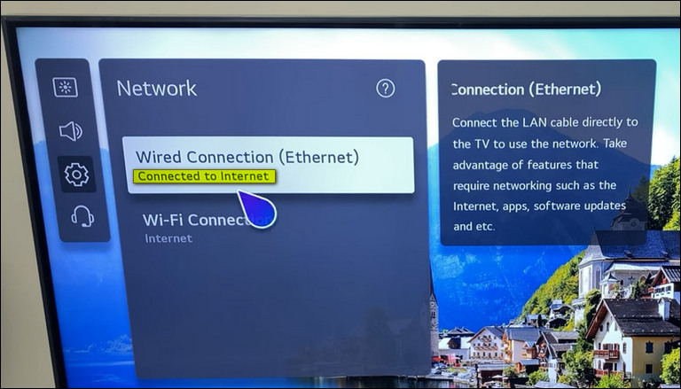 Go To Wired Connection And Make Sure It Says Connected To Internet