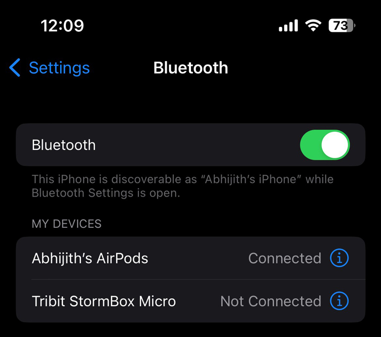 Iphone Bluetooth Settings