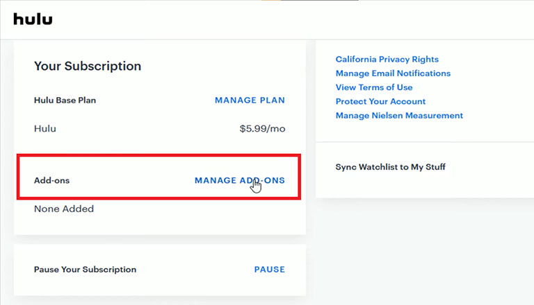 Manage Add Ons Your Hulu Account
