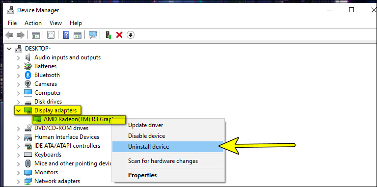 Navigate To Display Adapters, Right-Click On Your Graphics Card And Select Uninstall