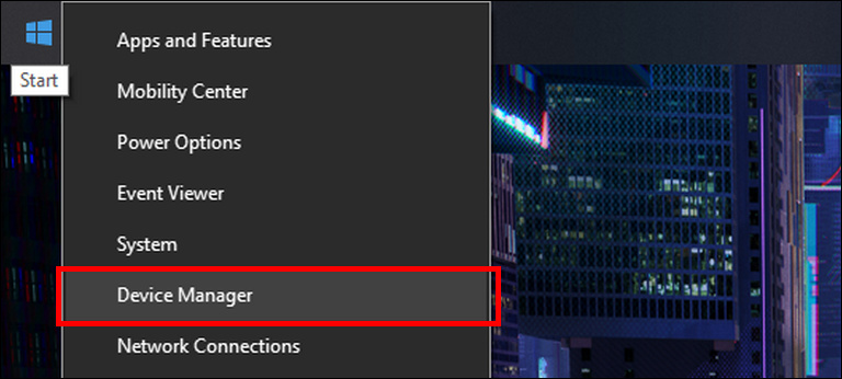 Right-Click The Start Menu Button And Select Device Manager